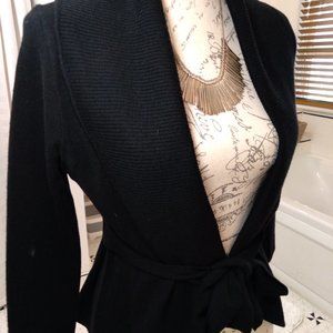 BCBG Black Cardigan Sweater Max Azaria Medium 100% wool